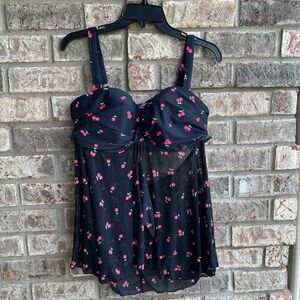 🍒💣 Pinup cherry tankini style swim top